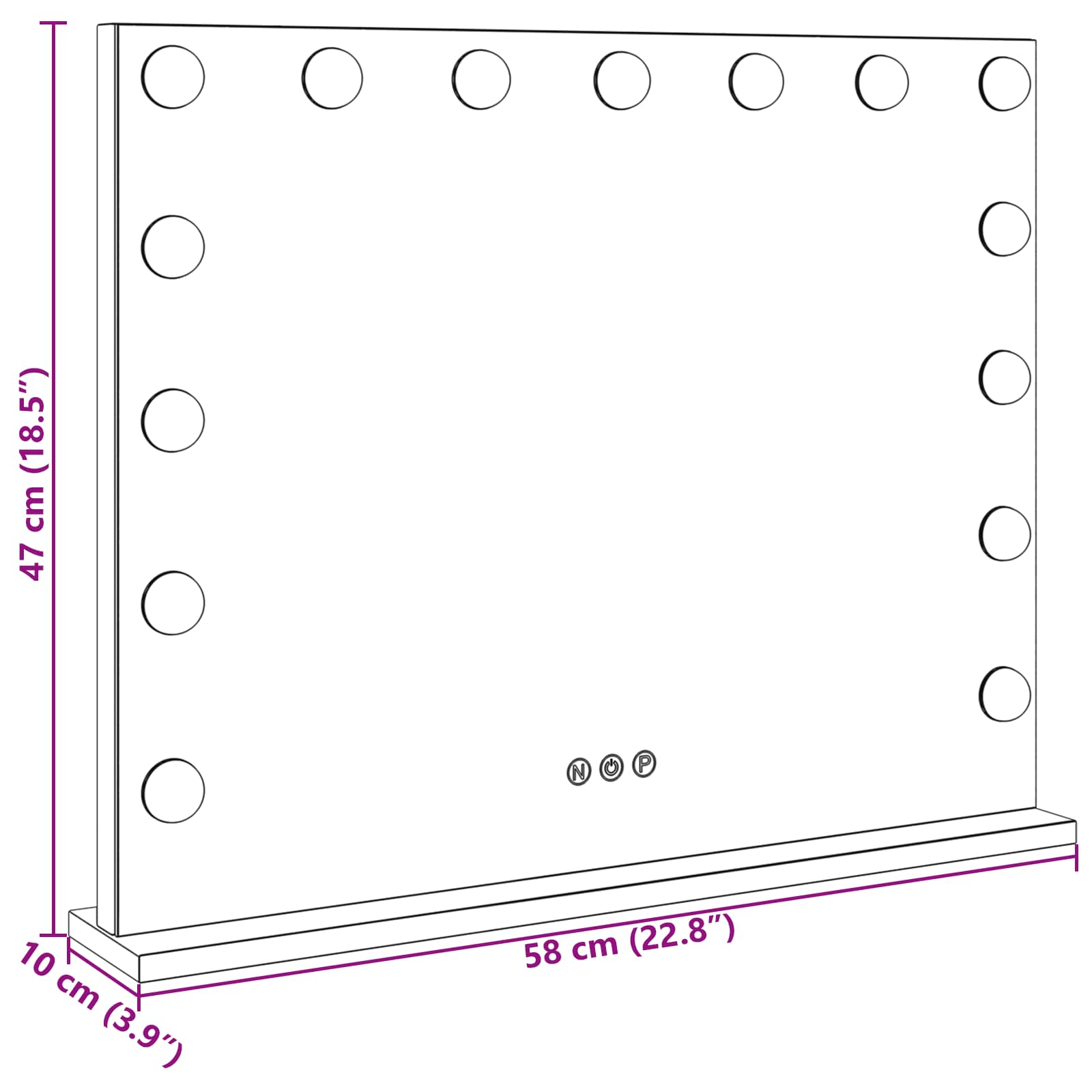 Καθρέφτης Vanity LED Λευκό 58 x 10 x 47 εκ Γυαλί και Χάλυβας