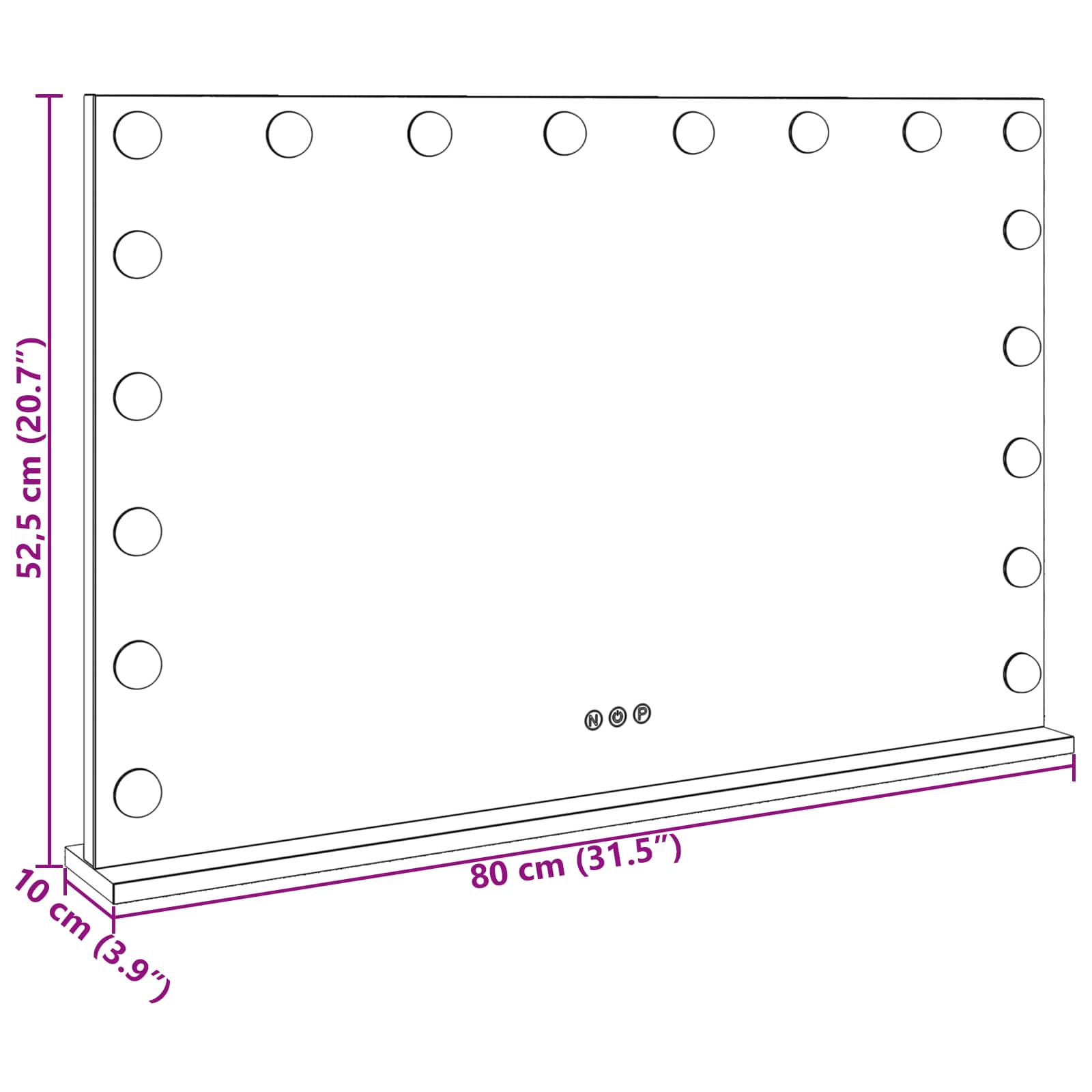 Καθρέφτης Vanity LED Λευκό 80 x 10 x 52,5 εκ Γυαλί και Χάλυβας