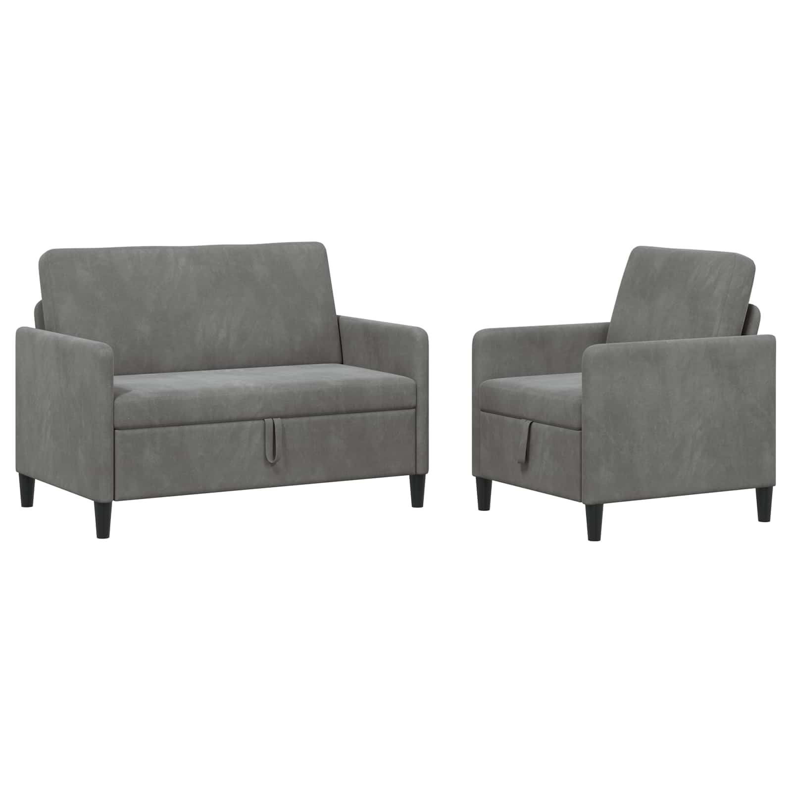 Σαλονάκι Σετ Με Αποθηκευτικό Χώρο 2 τμχ. Σκούρο Γκρι