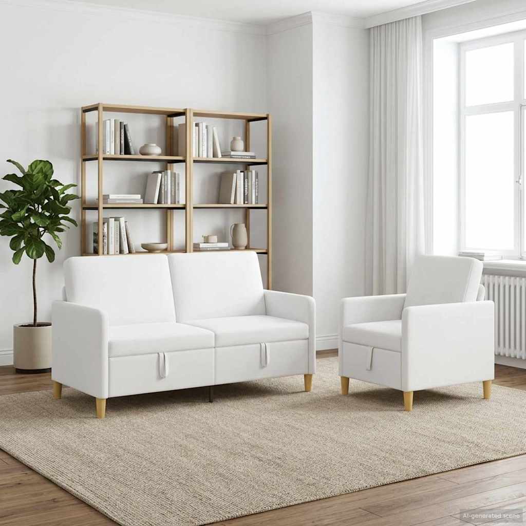 Σαλονάκι Σετ Με Αποθηκευτικό Χώρο 2 τμχ. Λευκό Πολυεστέρας