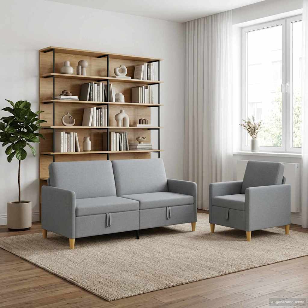 Σαλονάκι Σετ Με Αποθηκευτικό Χώρο 2 pcs Ανοιχτό γκρι