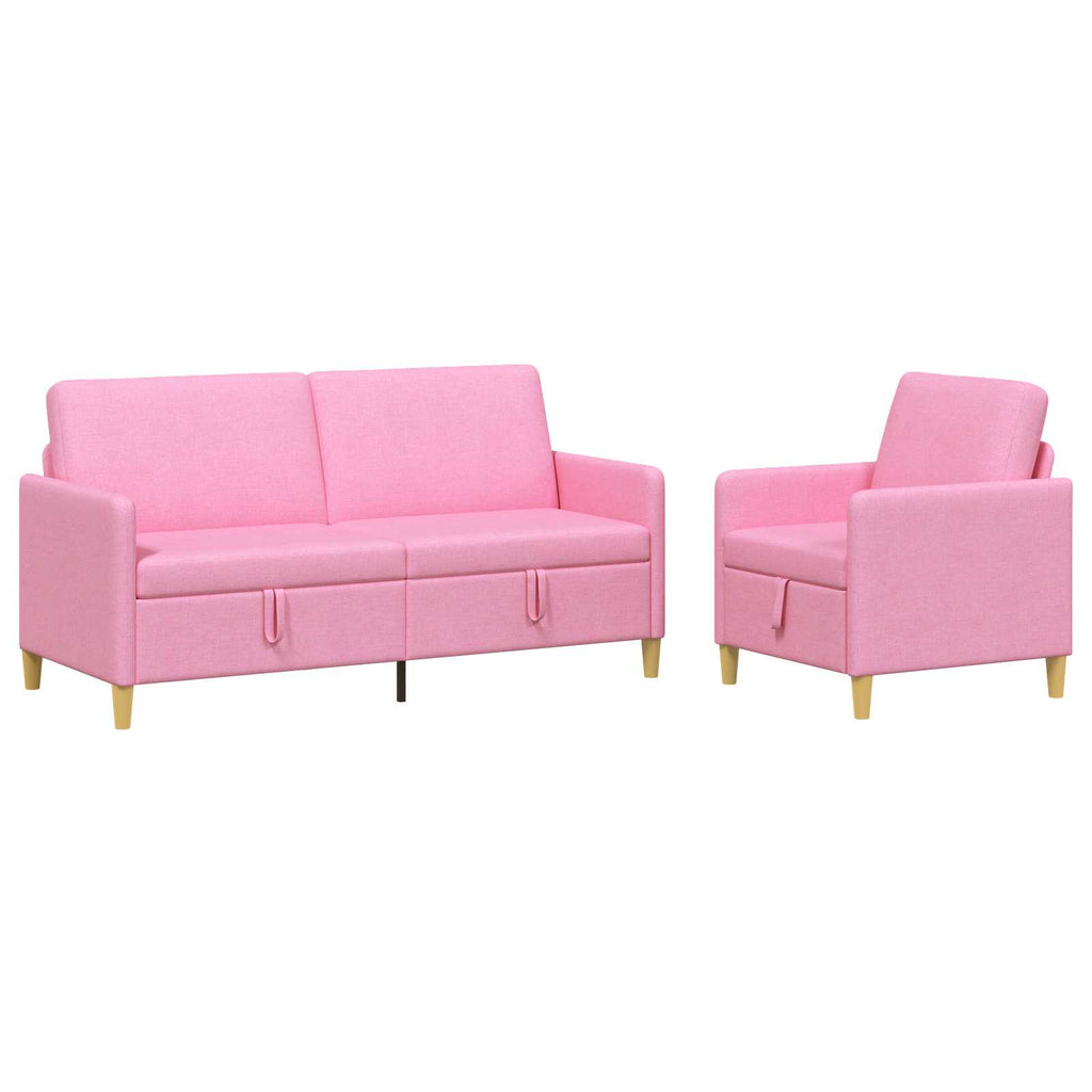 Σαλονάκι Σετ Με Αποθηκευτικό Χώρο 2 τμχ. Ροζ Πολυεστέρας