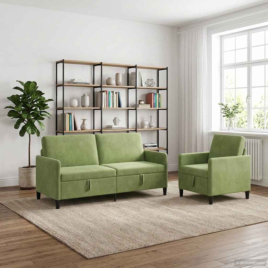 Σαλονάκι Σετ Με Αποθηκευτικό Χώρο 2 τμχ. Ανοιχτό Πράσινο