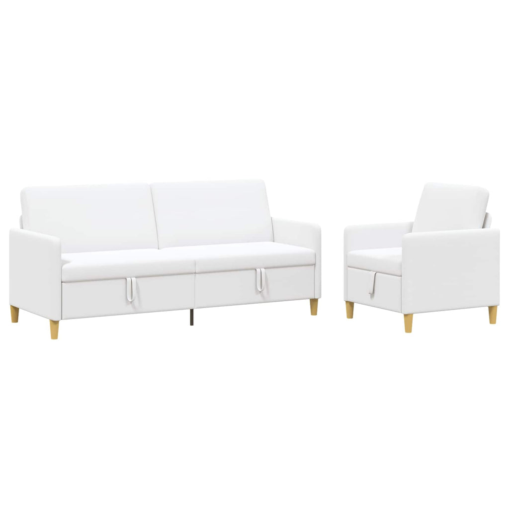 Σαλονάκι Σετ Με Αποθηκευτικό Χώρο 2 τμχ. Λευκό Πολυεστέρας
