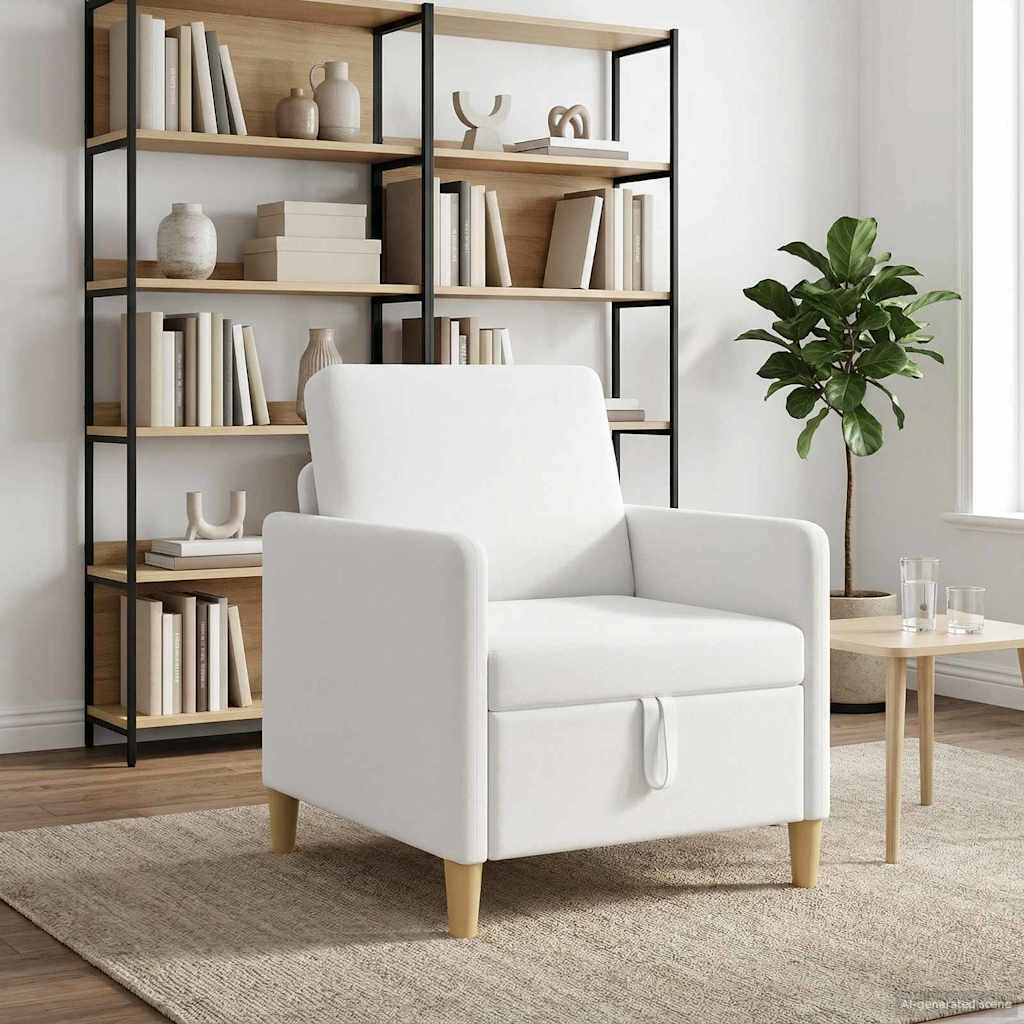 Καναπές με Αποθήκευση Λευκό 72 x 78 x 87 εκ. Πολυεστέρας
