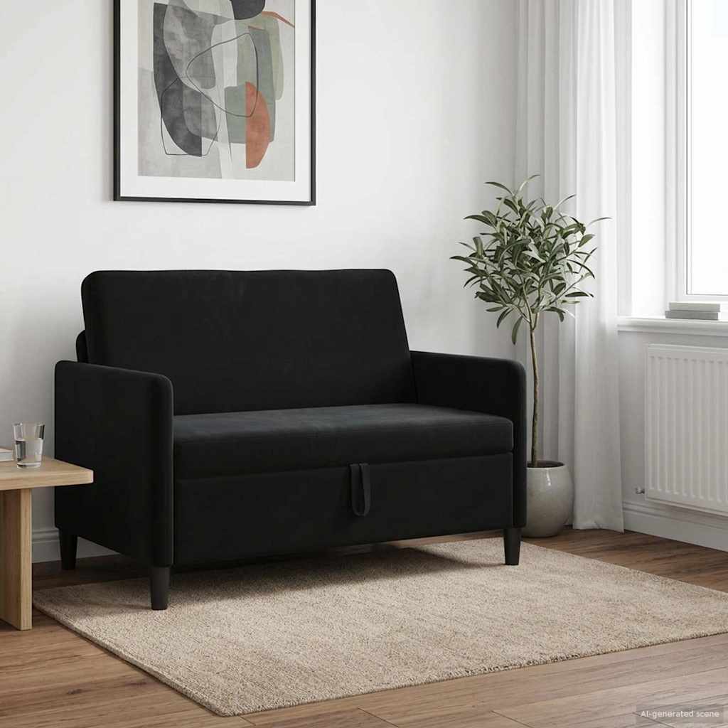 Καναπές με Αποθήκευση Μαύρο 122 x 78 x 87 εκ Πολυεστέρας