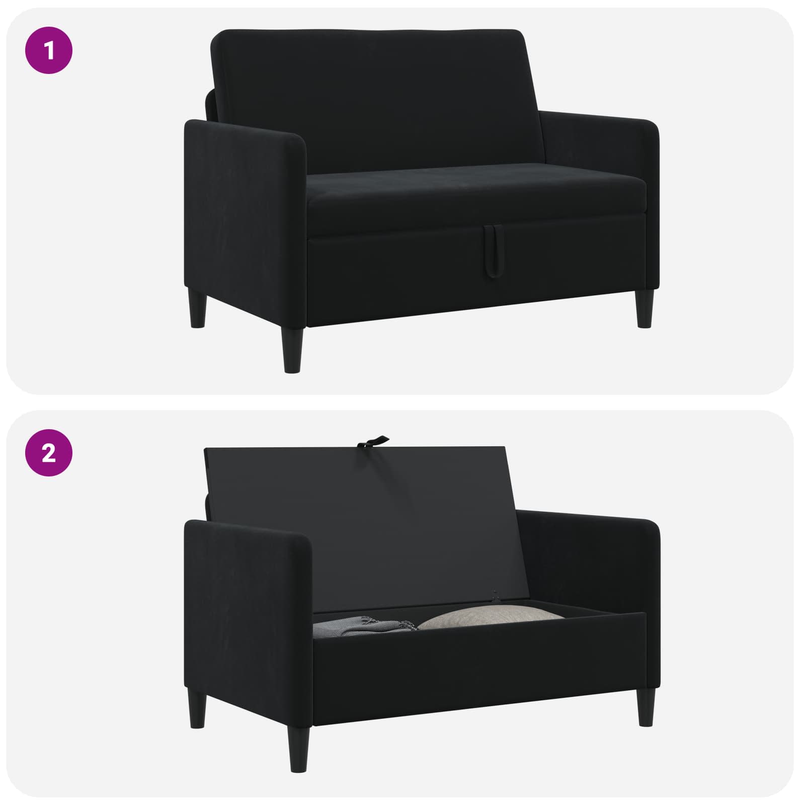 Καναπές με Αποθήκευση Μαύρο 122 x 78 x 87 εκ Πολυεστέρας