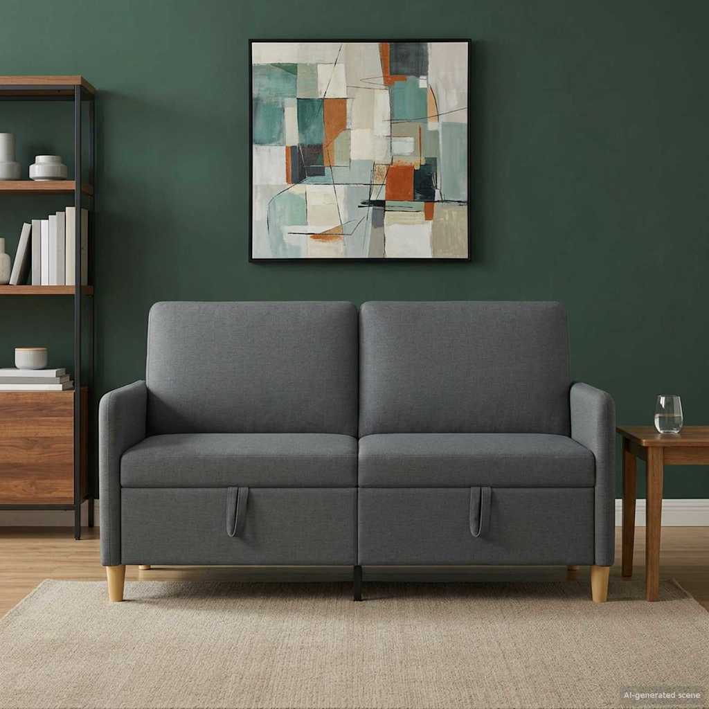 Καναπές με Αποθήκευση Σκούρο Γκρι 152 x 78 x 87 εκ Πολυεστέρας