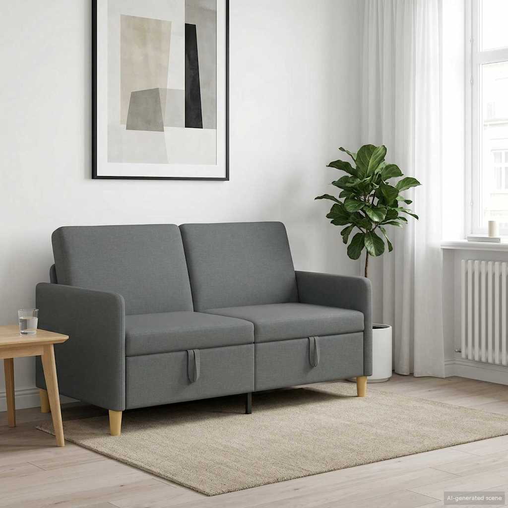 Καναπές με Αποθήκευση Σκούρο Γκρι 152 x 78 x 87 εκ Πολυεστέρας