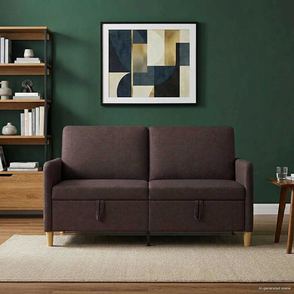 Καναπές με Αποθήκευση Σκούρο Καφέ 152 x 78 x 87 εκ Πολυεστέρας
