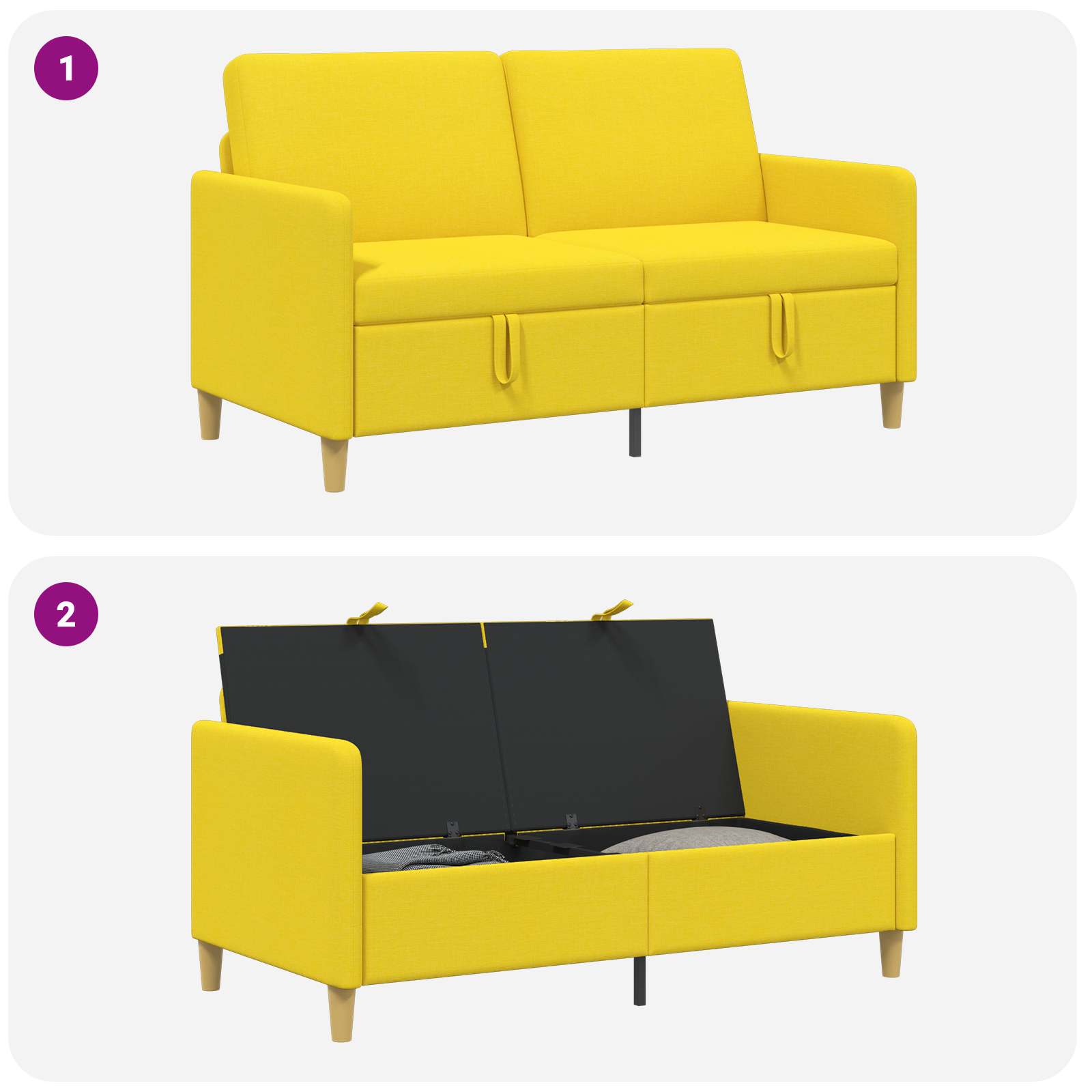 Καναπές με Αποθήκευση Απαλό Κίτρινο 152 x 78 x 87 εκ