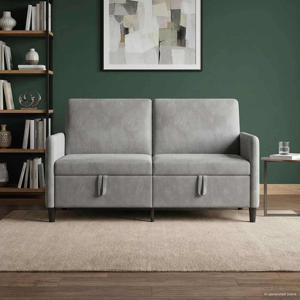 Καναπές με Αποθήκευση Ανοιχτό γκρι 152 x 78 x 87 εκ Πολυεστέρας