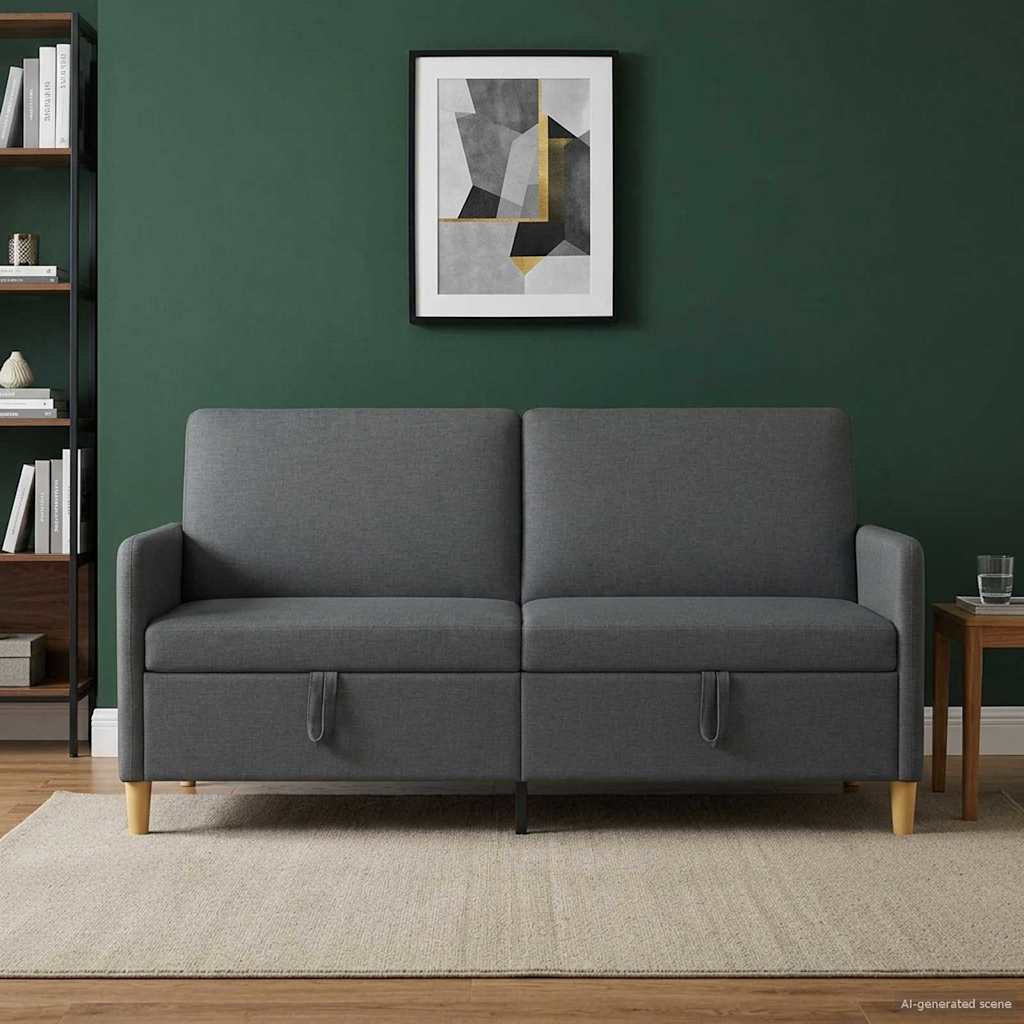 Καναπές με Αποθήκευση Σκούρο Γκρι 172 x 78 x 87 εκ Πολυεστέρας