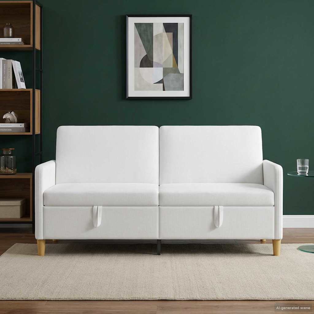 Καναπές με Αποθήκευση Λευκό 172 x 78 x 87 εκ Πολυεστέρας