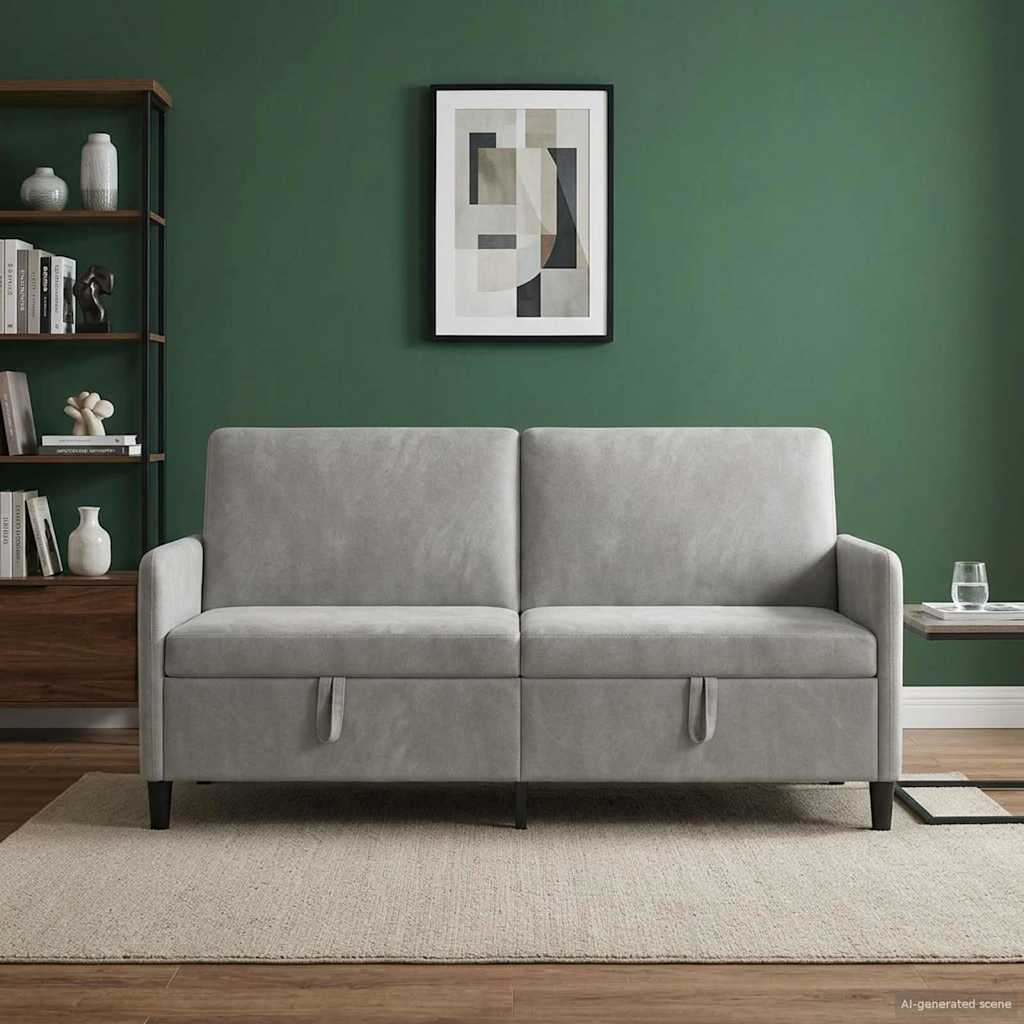 Καναπές με Αποθήκευση Ανοιχτό γκρι 172 x 78 x 87 εκ Πολυεστέρας