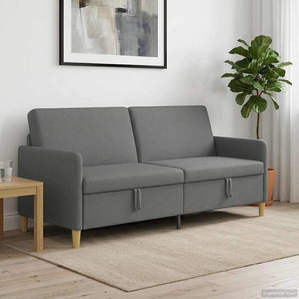Καναπές με Αποθήκευση Σκούρο Γκρι 192 x 78 x 87 εκ. Πολυεστέρας