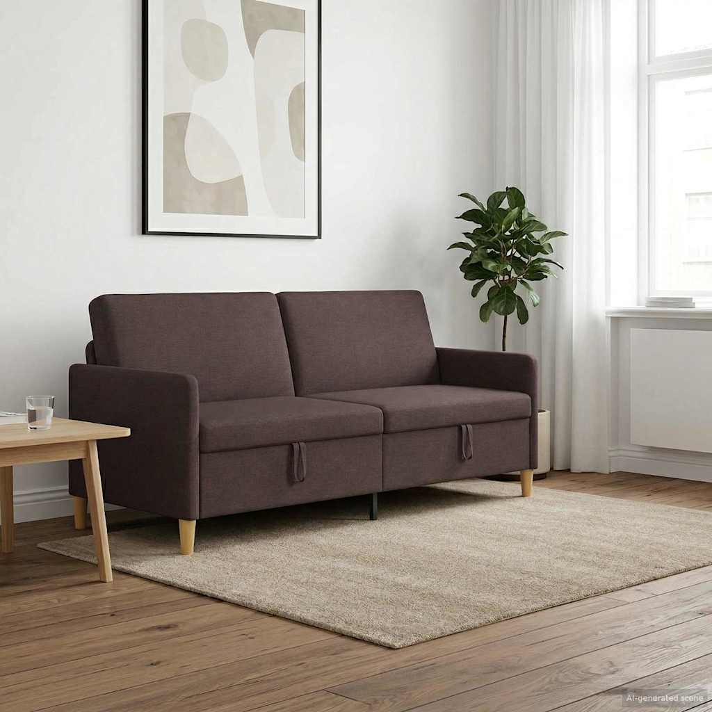 Καναπές με Αποθήκευση Σκούρο Καφέ 192 x 78 x 87 εκ. Πολυεστέρας