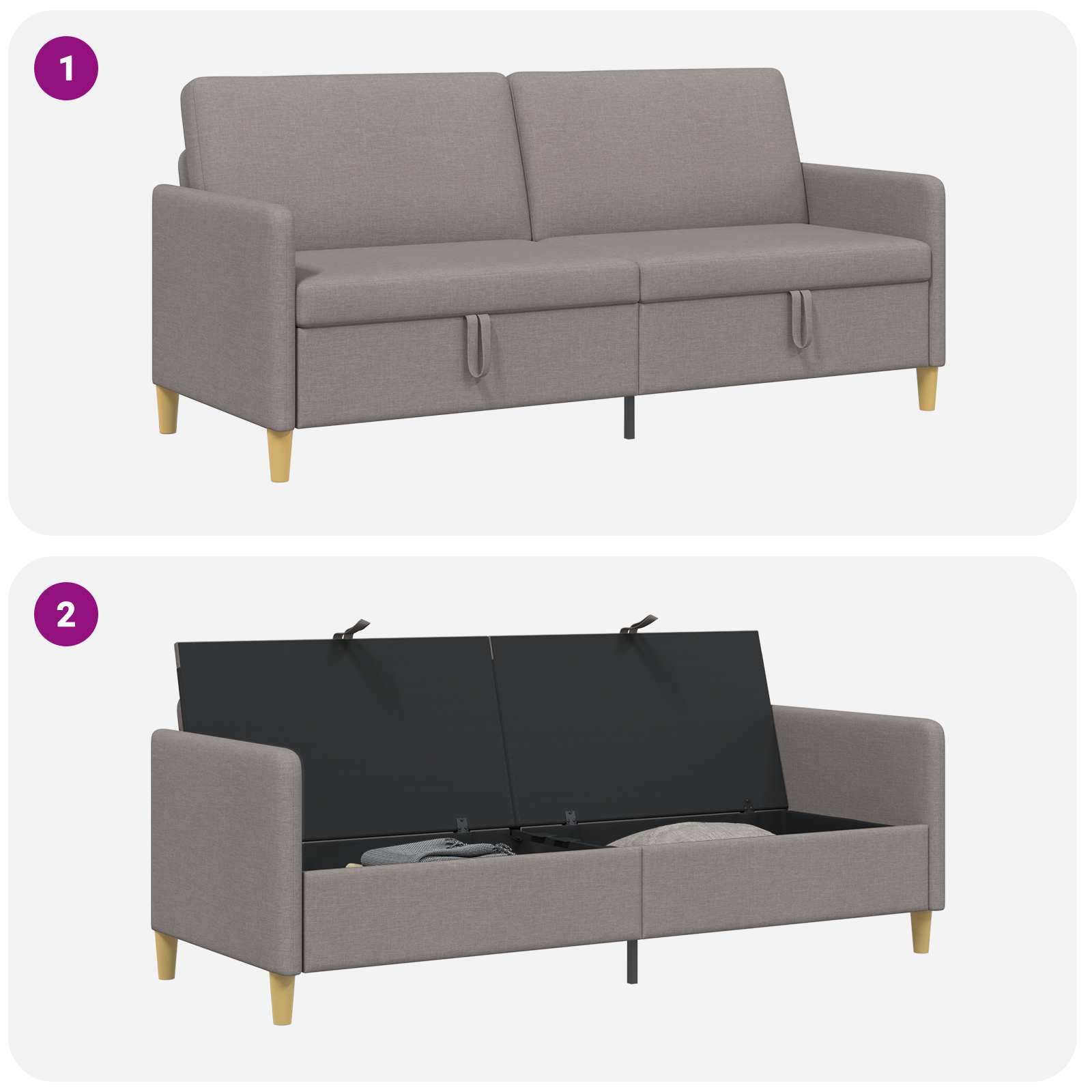 Καναπές με Αποθήκευση Taupe 192 x 78 x 87 εκ. Πολυεστέρας