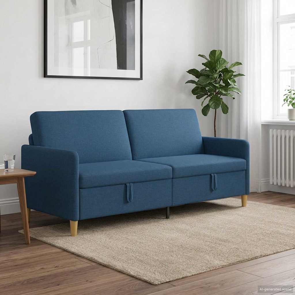 Καναπές με Αποθήκευση Μπλε 192 x 78 x 87 εκ. Πολυεστέρας