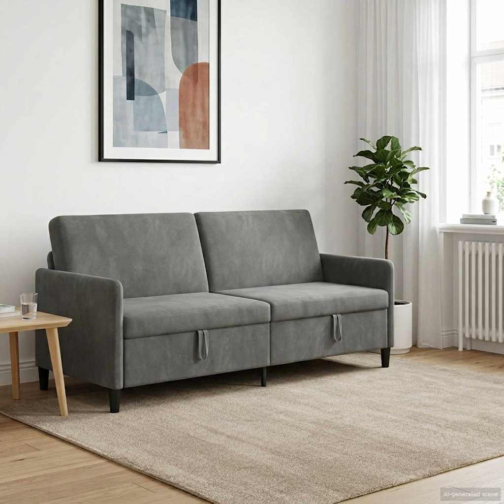 Καναπές με Αποθήκευση Σκούρο Γκρι 192 x 78 x 87 εκ. Πολυεστέρας