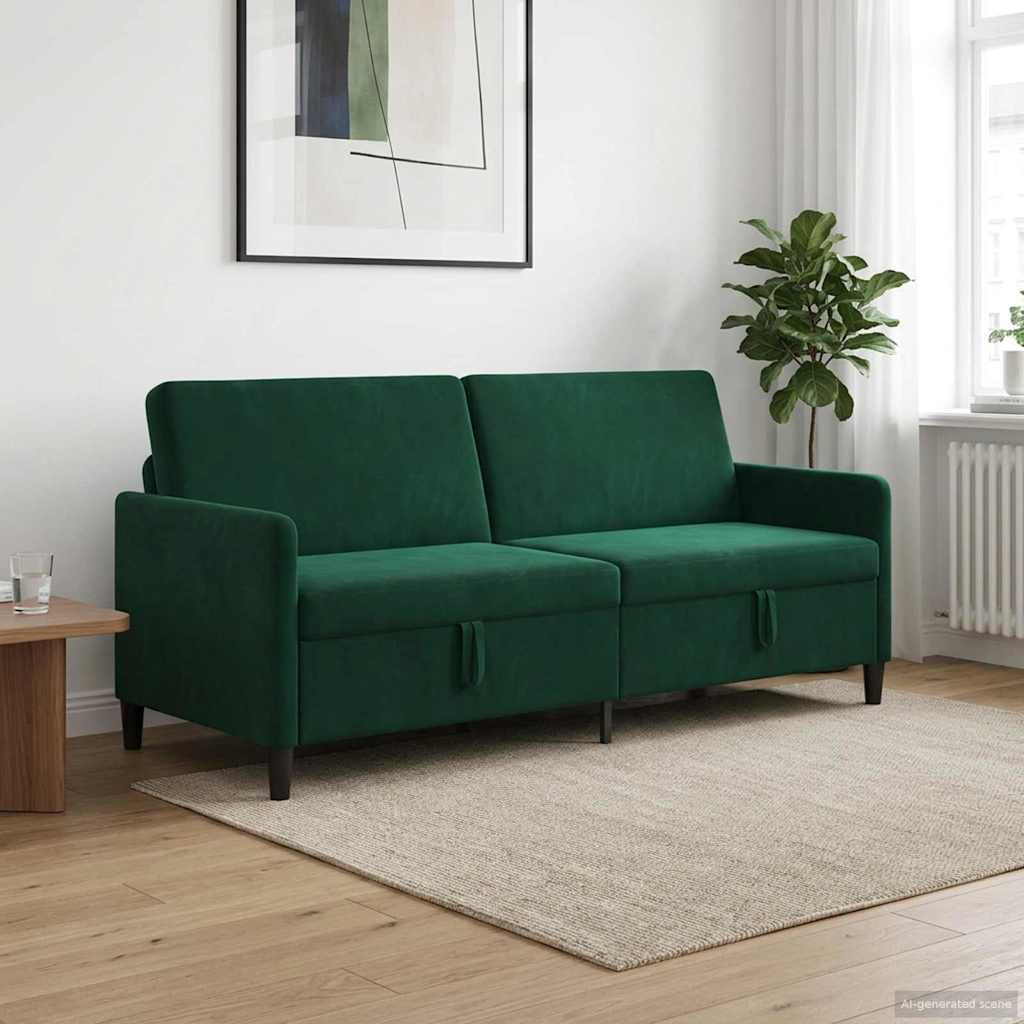 Καναπές με Αποθήκευση Σκούρο Πράσινο 192 x 78 x 87 εκ.