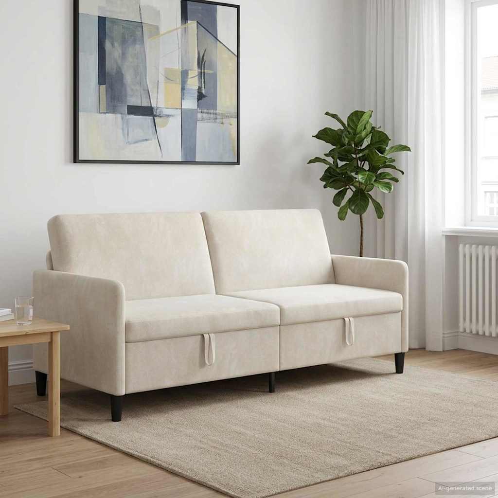Καναπές με Αποθήκευση Κρεμ 192 x 78 x 87 εκ. Πολυεστέρας