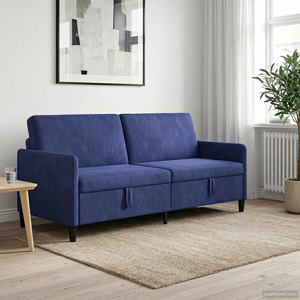Καναπές με Αποθήκευση Μπλε Αστυνομίας 192 x 78 x 87 εκ.