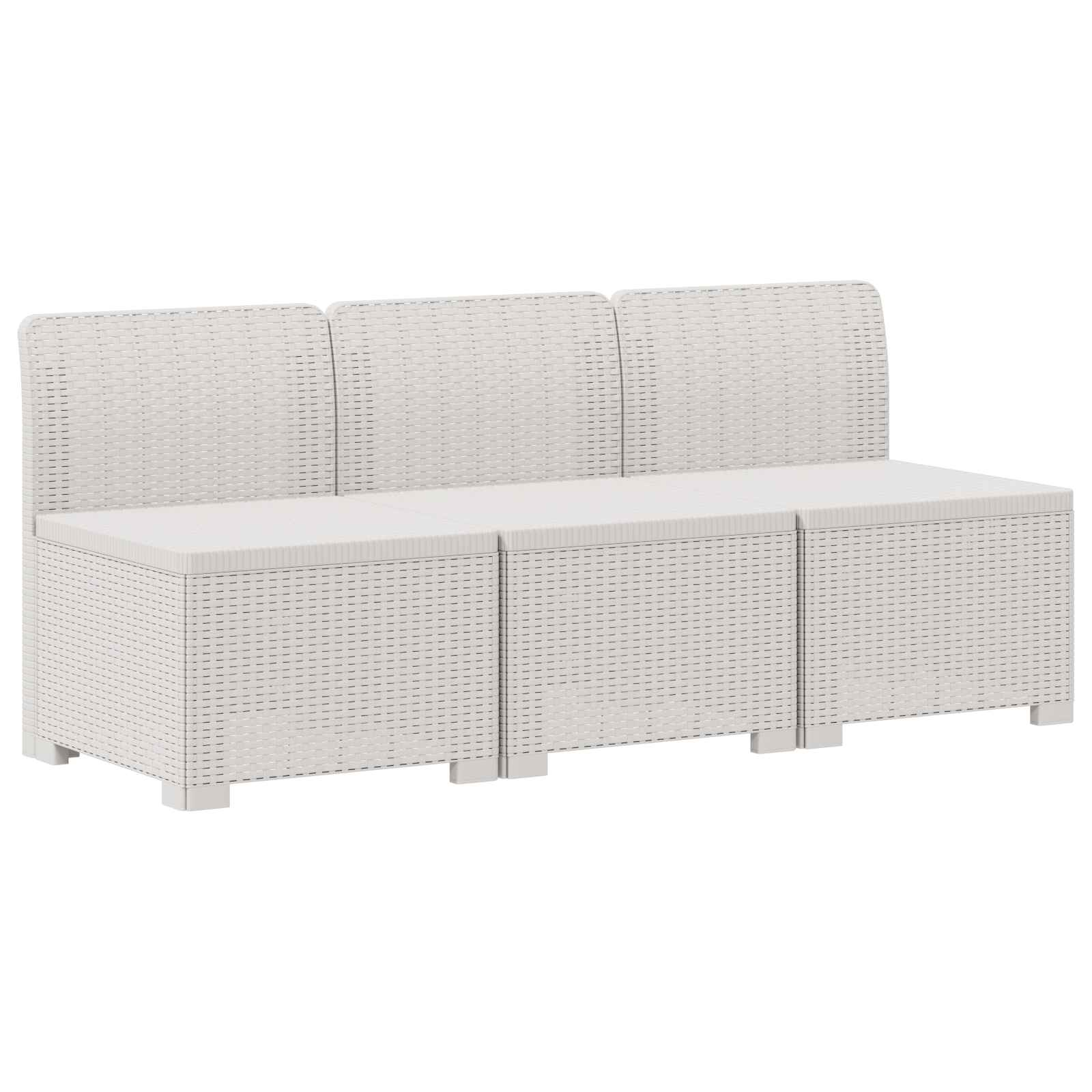 Καναπές Κήπου 3 Θέσεων με Μαξιλάρια Ρατάν PP Λευκό