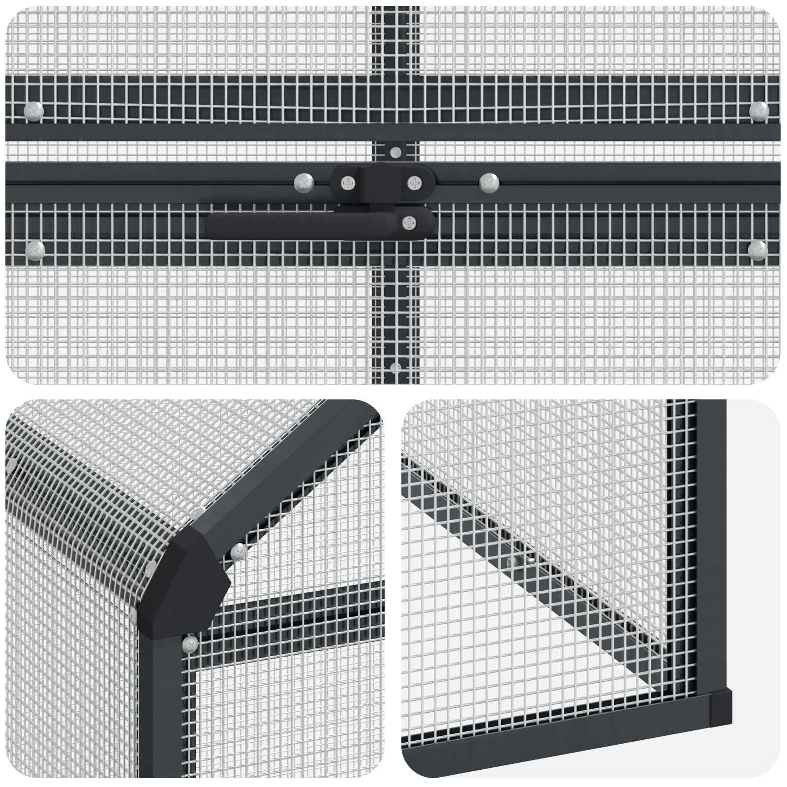 Κλουβί Πουλιών Ανθρακί 181,5 x 221 x 173,5 εκ