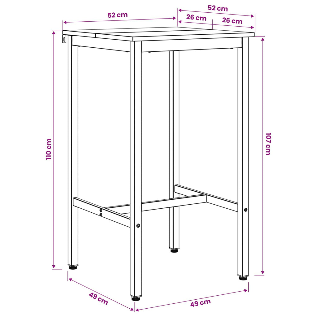 Τραπέζι μπαρ 52 x 52 x 110 εκ Επεξεργασμένο Ξύλο Artisan Δρυς