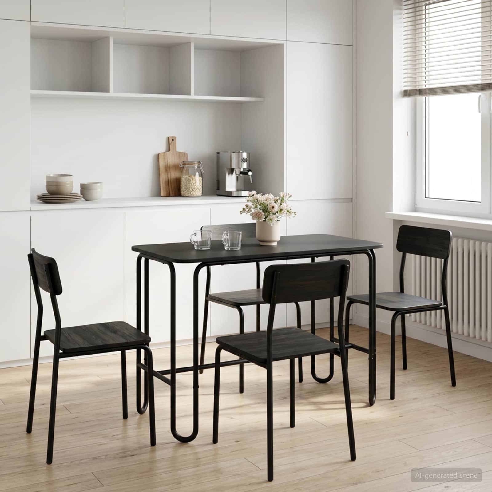 Τραπεζαρία 100 x 50 x 75 cm Επεξεργασμένο Ξύλο Μαύρο Ορθογώνιος