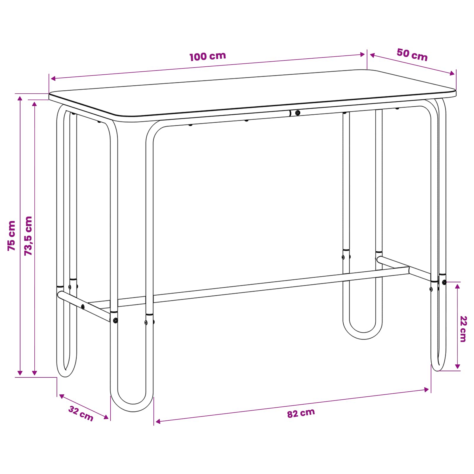 Τραπεζαρία 100 x 50 x 75 cm Επεξεργασμένο Ξύλο Γκρι Sonoma
