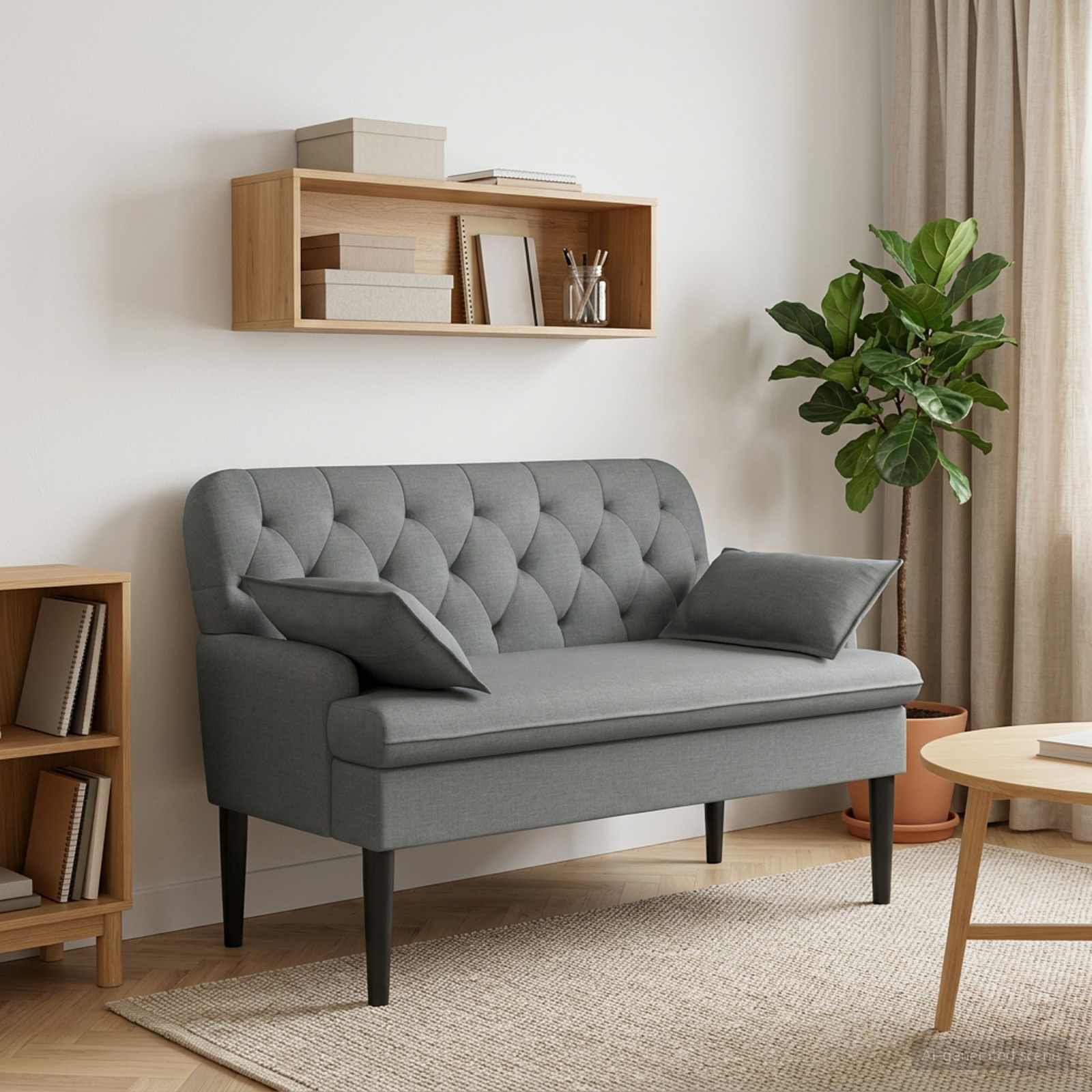 Love seat με κουμπιά Σκούρο Γκρι 111 x 68 x 80 εκ. Ύφασμα