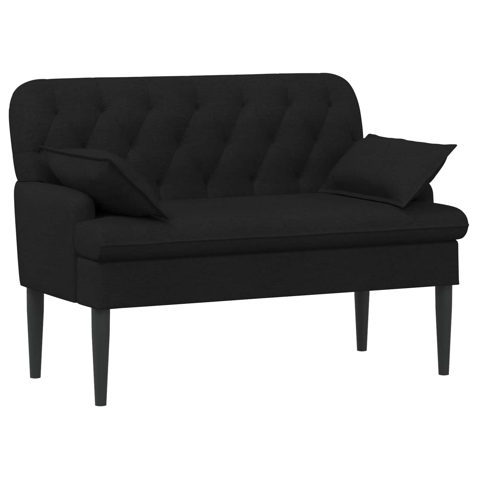 Love seat με κουμπιά Μαύρο 111 x 68 x 80 εκ. Ύφασμα
