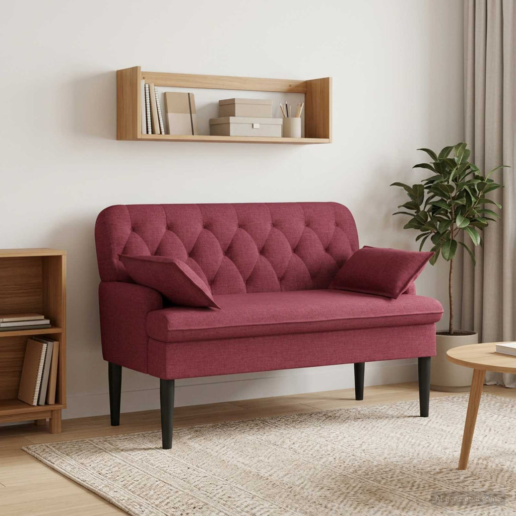 Love seat με κουμπιά Κόκκινο 111 x 68 x 80 εκ. Ύφασμα