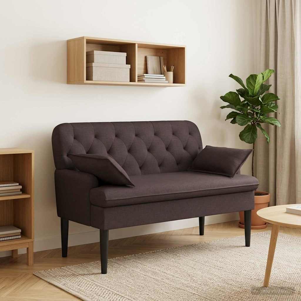 Love seat με κουμπιά Σκούρο Καφέ 111 x 68 x 80 εκ. Ύφασμα