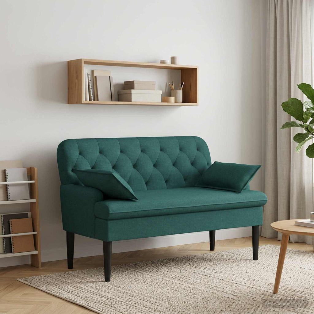 Love seat με κουμπιά Σκούρο Πράσινο 111 x 68 x 80 εκ. Ύφασμα