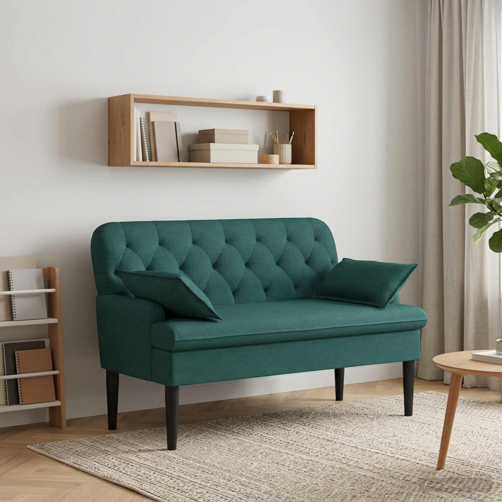 Love seat με κουμπιά Σκούρο Πράσινο 111 x 68 x 80 εκ. Ύφασμα
