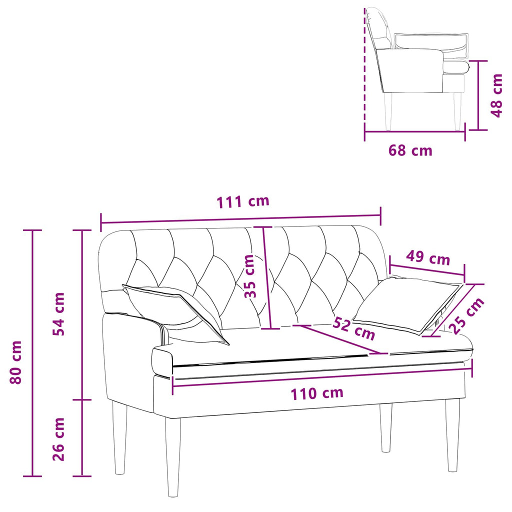 Love seat με κουμπιά Σκούρο Πράσινο 111 x 68 x 80 εκ. Ύφασμα