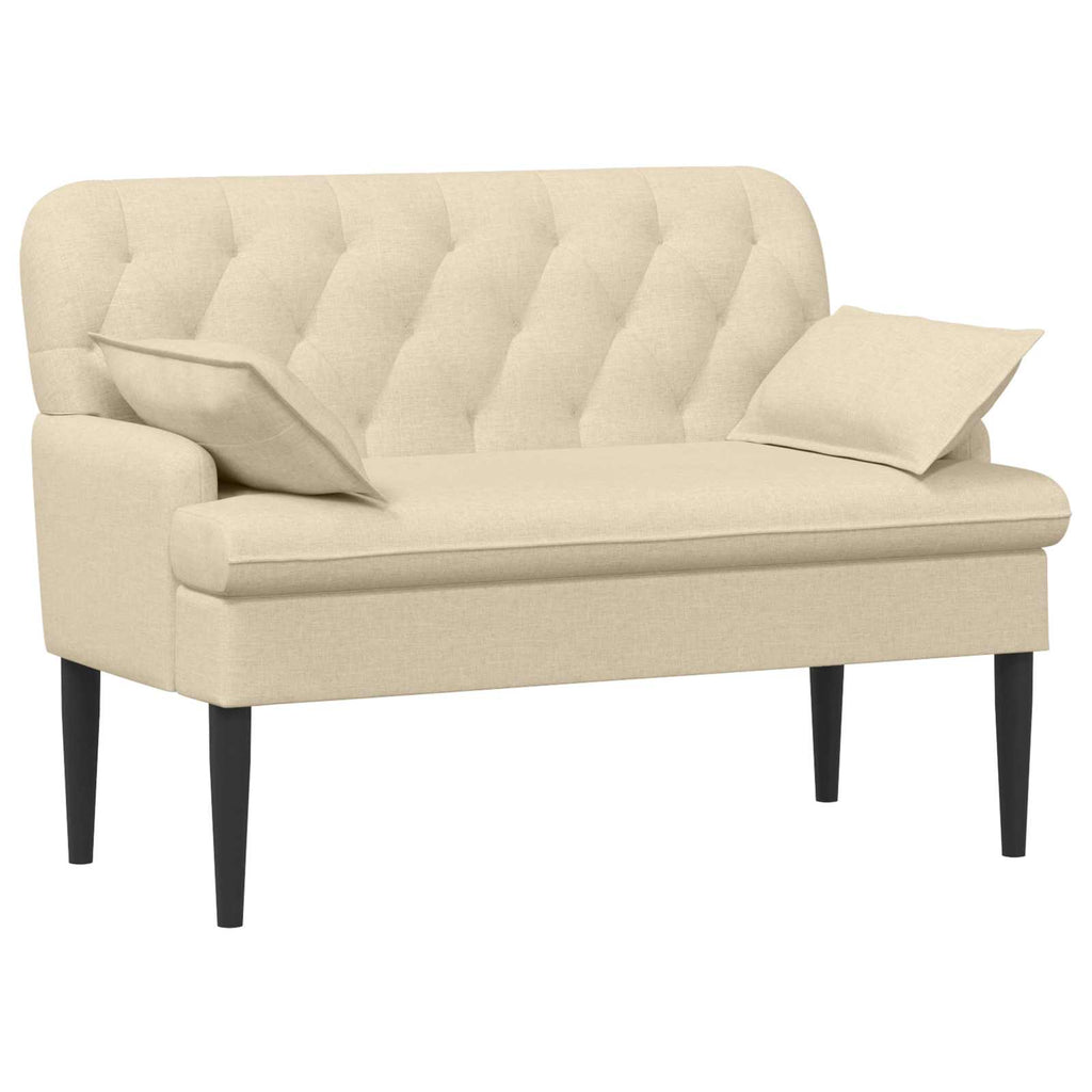 Love seat με κουμπιά Κρεμ 111 x 68 x 80 εκ. Ύφασμα