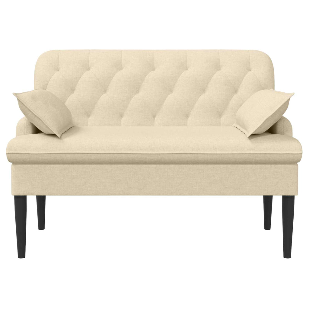 Love seat με κουμπιά Κρεμ 111 x 68 x 80 εκ. Ύφασμα