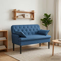 Love seat με κουμπιά Μπλε 111 x 68 x 80 εκ. Ύφασμα