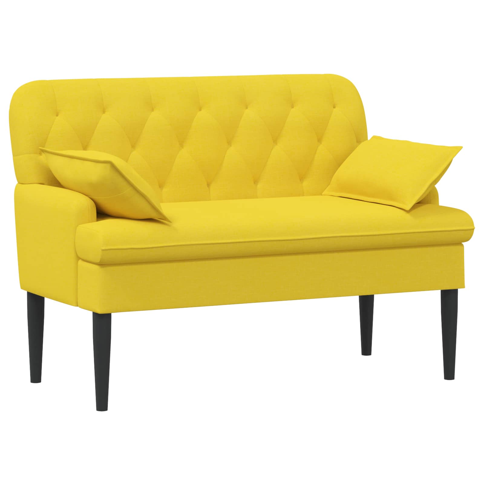 Love seat με κουμπιά Ανοιχτό Κίτρινο 111 x 68 x 80 εκ. Ύφασμα