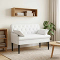 Love seat με κουμπιά Λευκό 111 x 68 x 80 εκ. Ύφασμα
