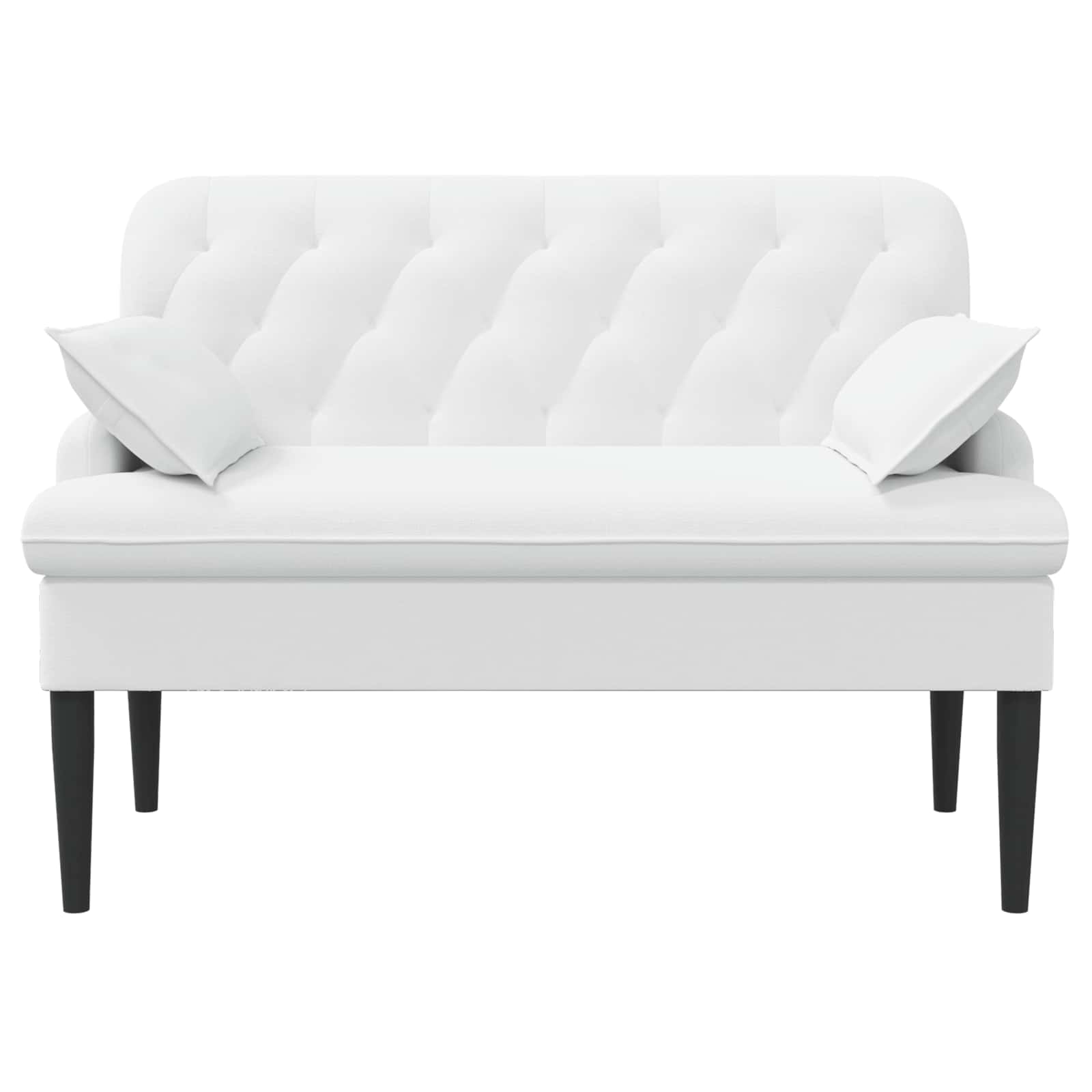 Love seat με κουμπιά Λευκό 111 x 68 x 80 εκ. Ύφασμα