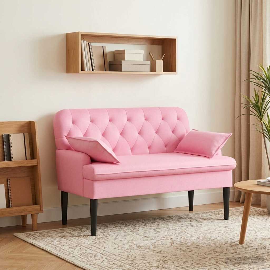Love seat με κουμπιά Ροζ 111 x 68 x 80 εκ. Ύφασμα