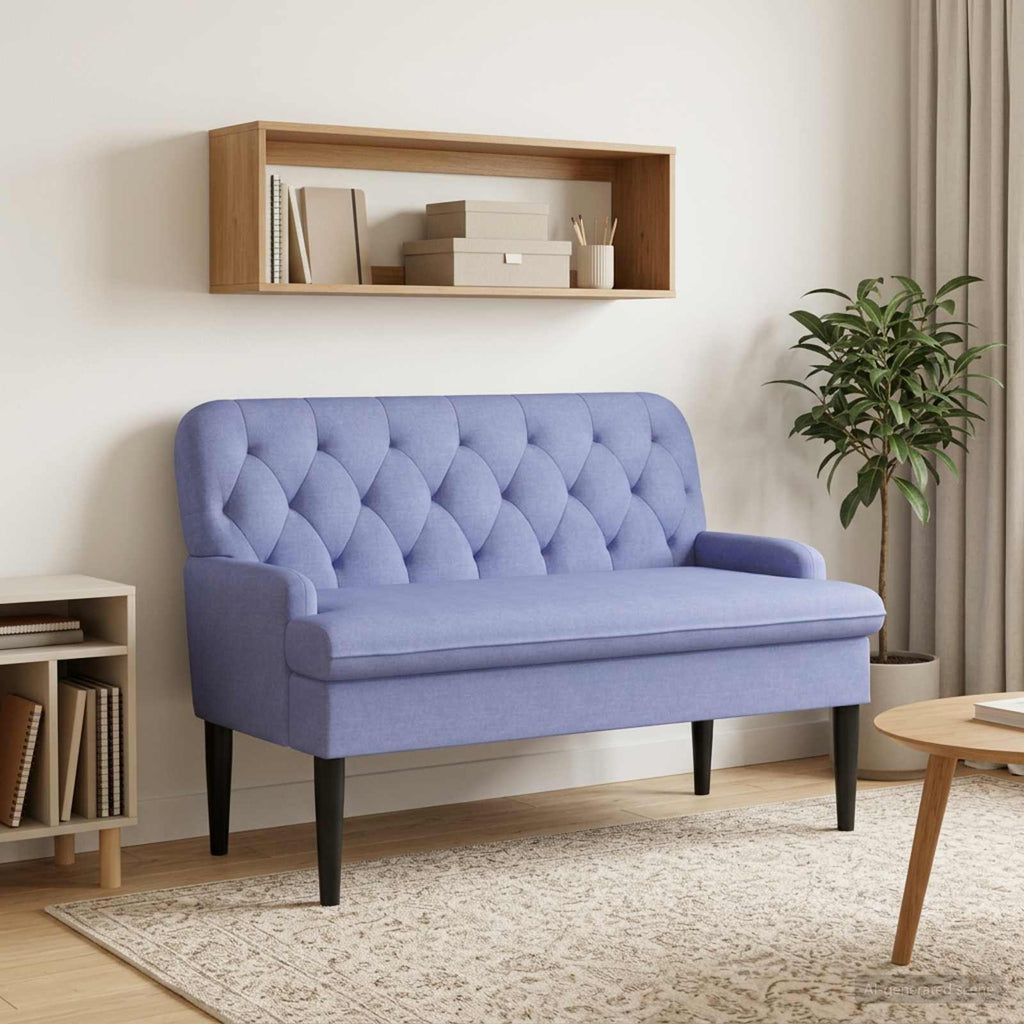 Love seat με κουμπιά Μπλε τζην 111 x 68 x 80 εκ. Ύφασμα