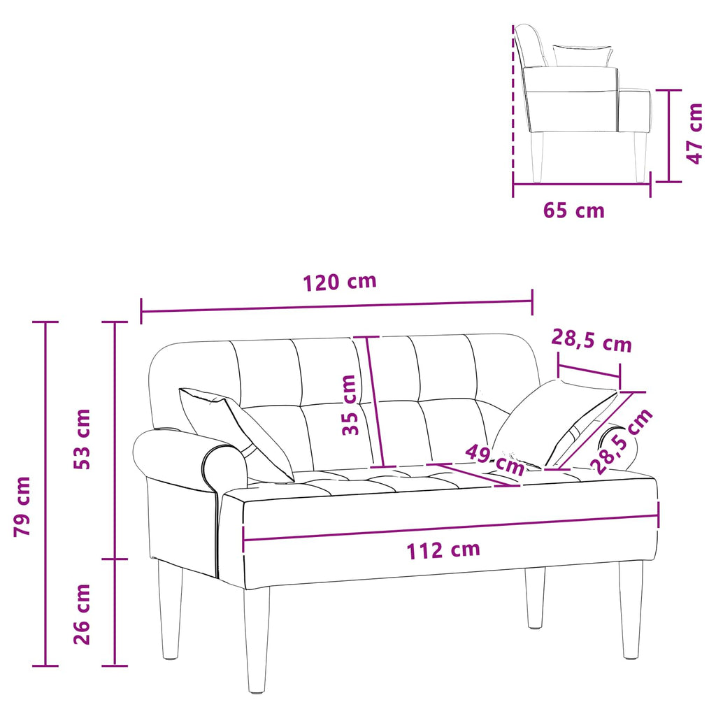 Love seat με κουμπιά Κόκκινο 120 x 65 x 79 εκ Ύφασμα