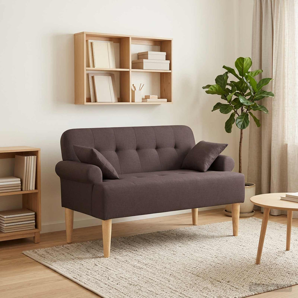 Love seat με κουμπιά Σκούρο Καφέ 120 x 65 x 79 εκ Ύφασμα
