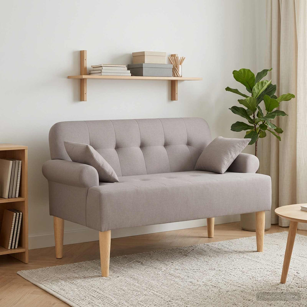Love seat με κουμπιά Taupe 120 x 65 x 79 εκ Ύφασμα